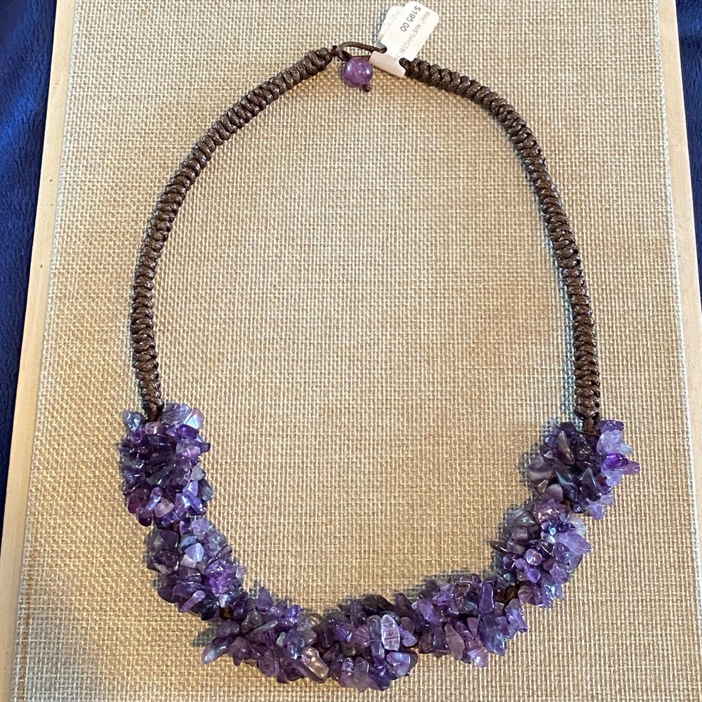 Amethyst stone and rope necklace